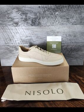 NWT Men's Nisolo Bria Go To Court Sneaker In Bone Sz 7.5
